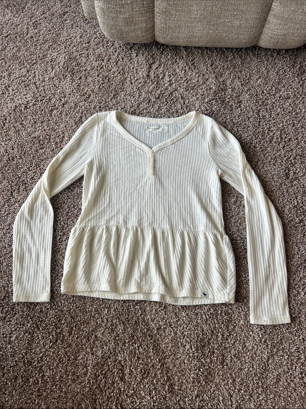 Abercrombie Kids Waffle Knit Peplum Long-Sleeve Top
